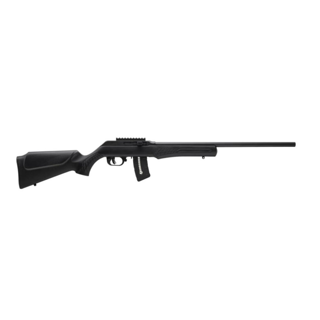 Rifle CBC Magnum .22WMR semiautomático com coronha em polímero preto, disponível na Elite Artigos Militares em Santiago RS.