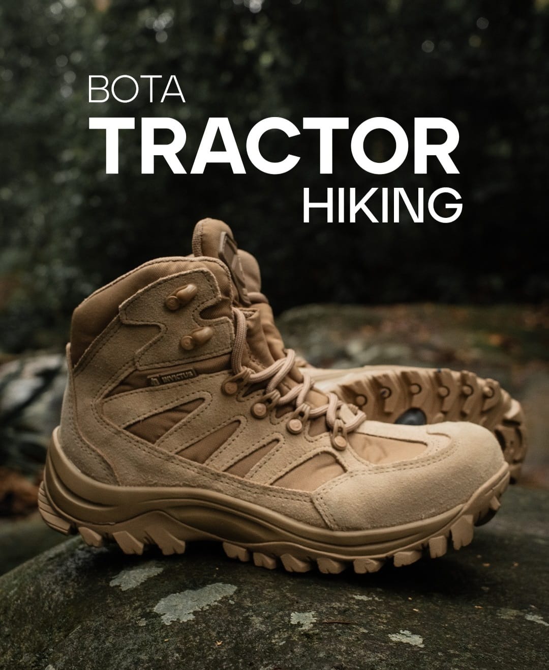 Bota Tractor Hiking, calçado resistente e confortável para aventuras e uso militar, disponível na Elite Artigos Militares em Santiago e São Borja RS.