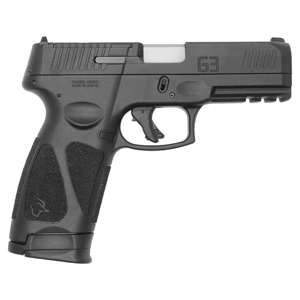 Pistola Taurus G3 semiautomática, calibre 9mm, design moderno e ergonômico, disponível na Elite Artigos Militares em Santiago e São Borja RS.