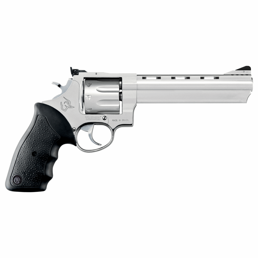 Revólver Taurus 608 calibre .357 Magnum, cano de 6,5 polegadas, acabamento inox fosco, disponível na Elite Artigos Militares em Santiago e São Borja RS.