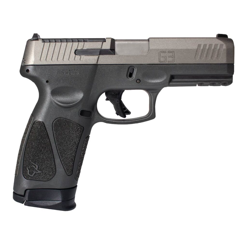 Pistola Taurus G3 semiautomática, calibre 9mm, design moderno e ergonômico, disponível na Elite Artigos Militares em Santiago e São Borja RS.
