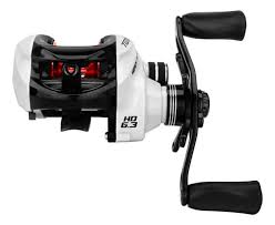 Carretilha de pesca Twister Heavy Duty HD 6.3 branca e preta, design ergonômico e alta resistência.