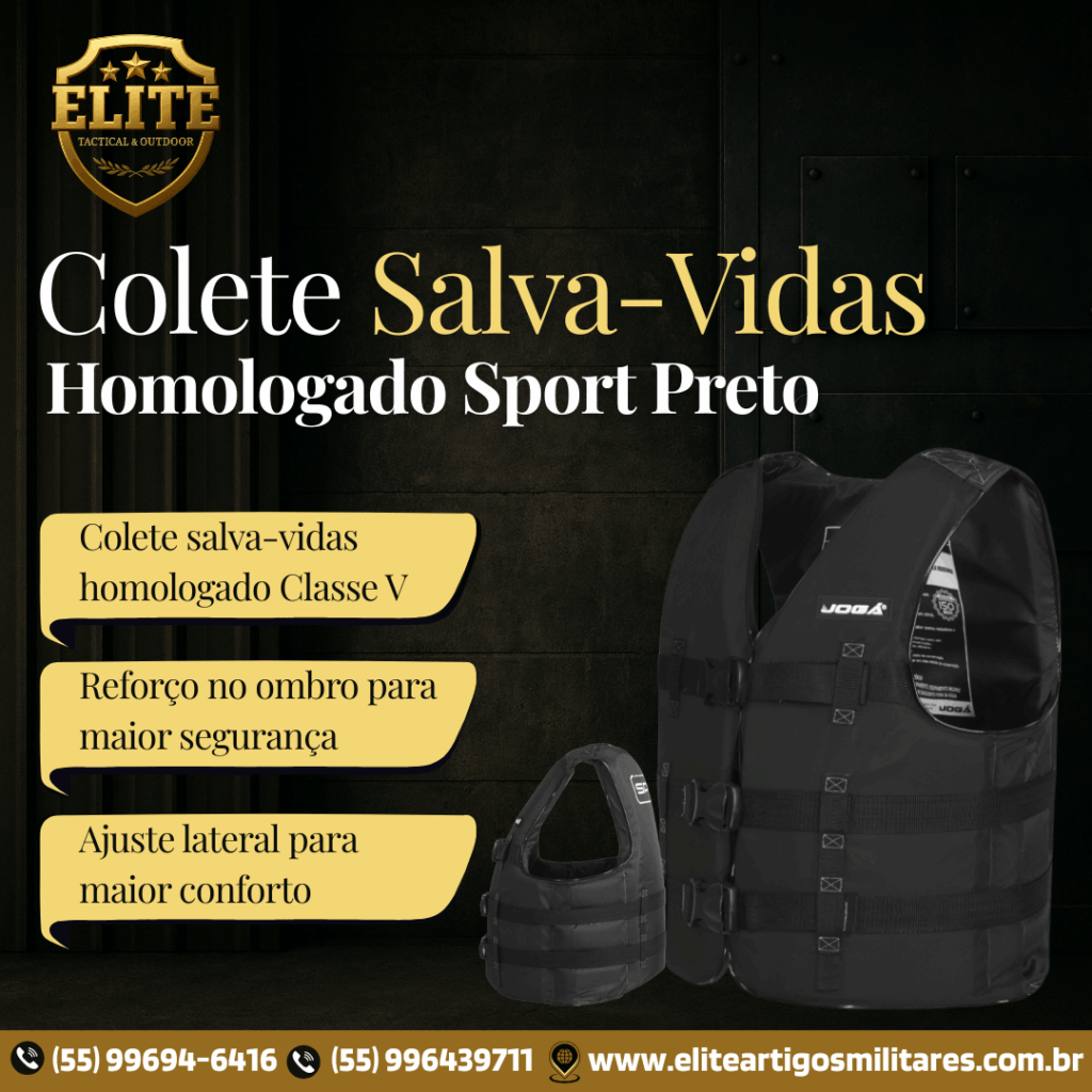 O Colete Salva-Vidas Homologado Sport Preto