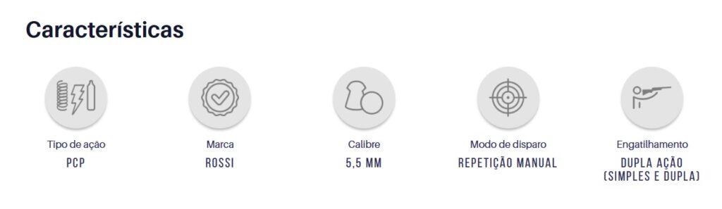 Carabina de pressão rossi dione pcp 5,5mm - alta energia e performance