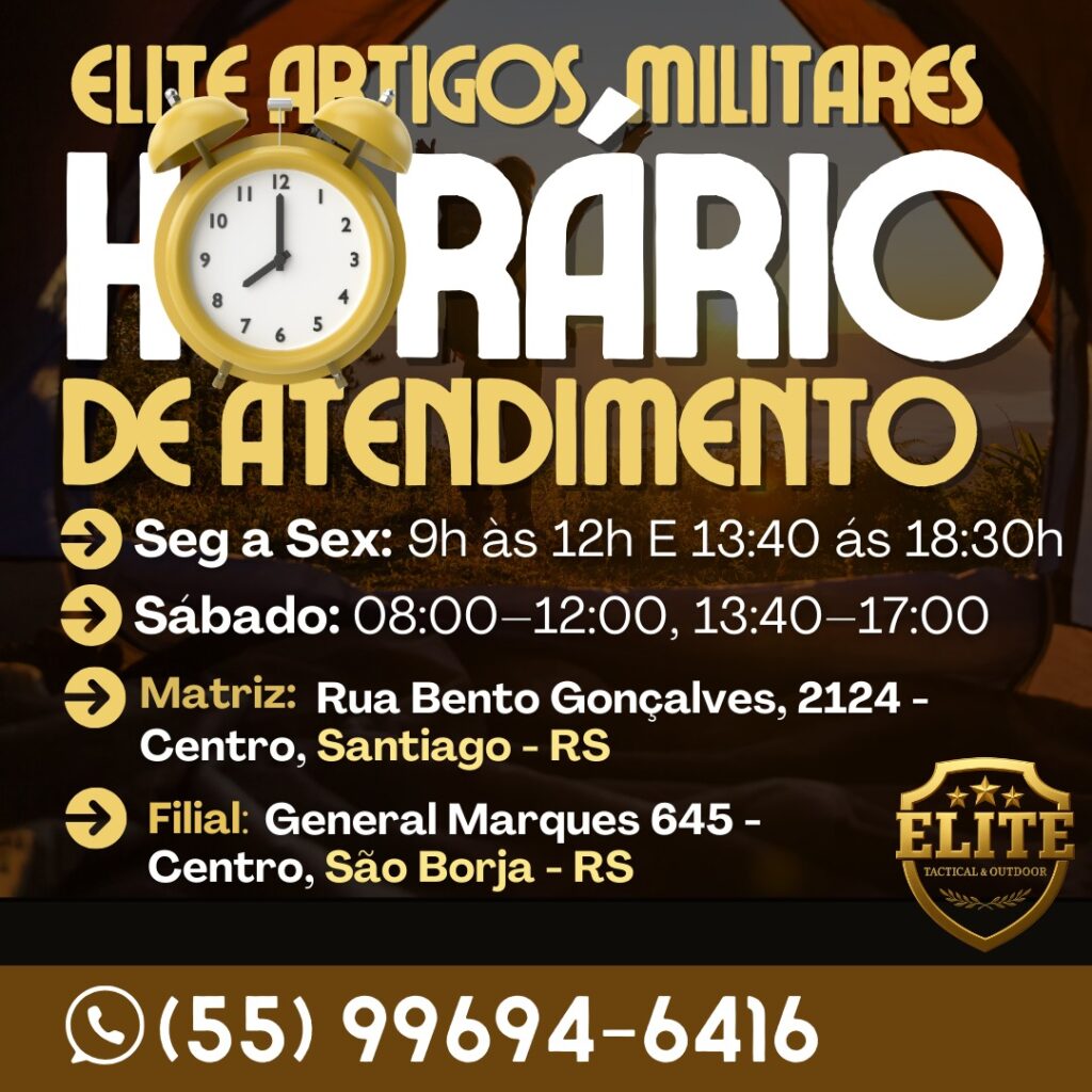 horario de atendimento loja de artigo militar