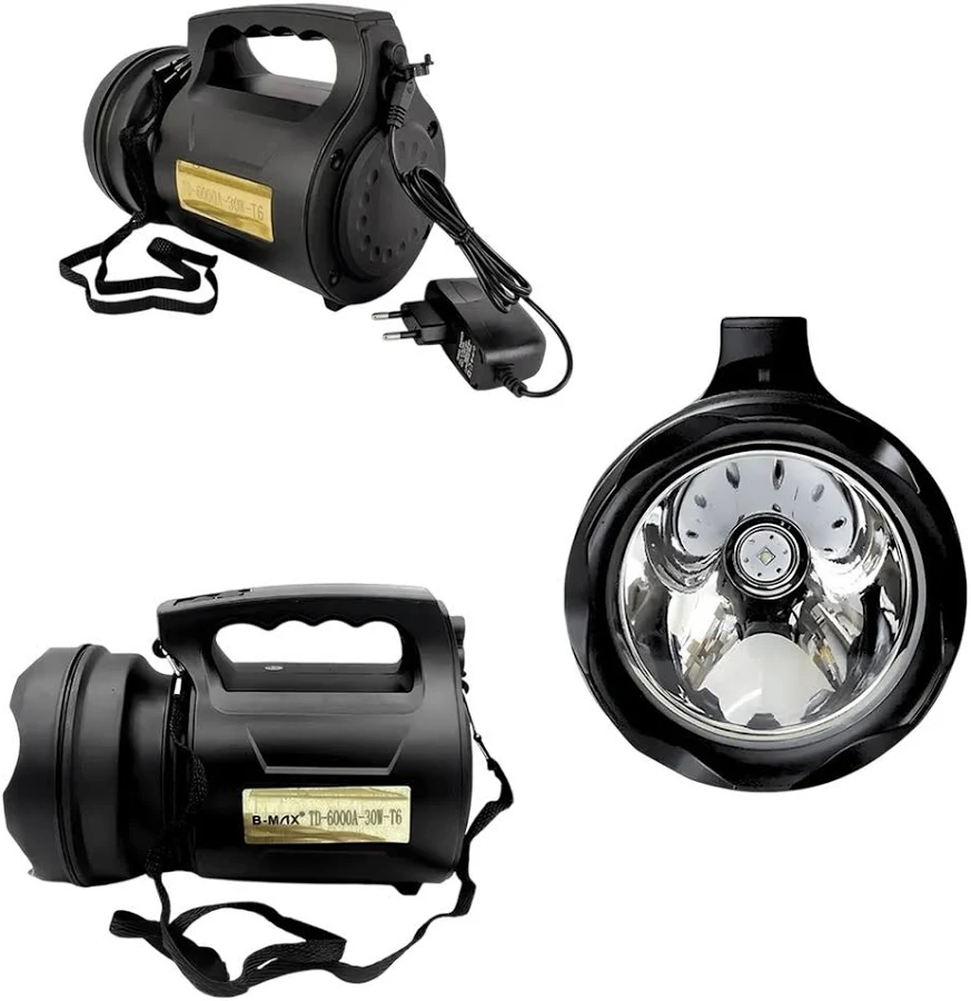Lanterna Led Holofóte Recarregável 30W T6 Alta Potência
