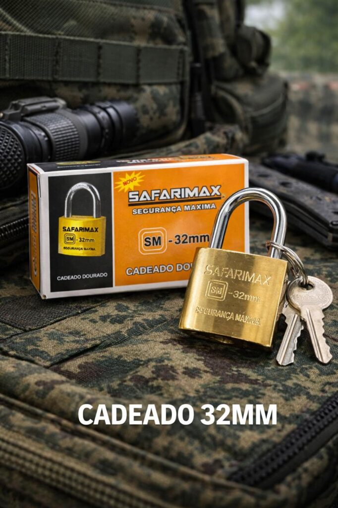 Cadeado 32mm Militar Alta Segurança com 3 Chaves