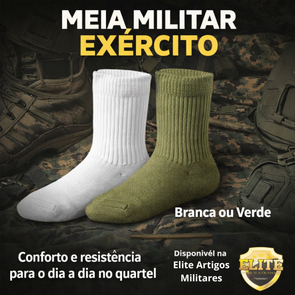 Meia Militar do Exército: conforto e resistência para o dia a dia no quartel